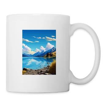 Lake Wakatipu Neuseeland Vintage Reiseposter - Tasse - Weiß - Rechts