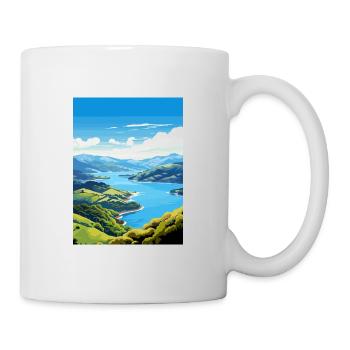 Marlborough Sounds Neuseeland Reiseposter - Tasse - Weiß - Rechts