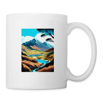 Egmont Nationalpark Neuseeland Reiseposter - Tasse - Weiß - Rechts