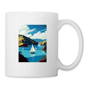 Marlborough Sounds Neuseeland Reiseposter - Tasse - Weiß - Rechts