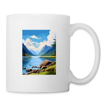 Fiordland Nationalpark Neuseeland Reiseposter - Tasse - Weiß - Rechts