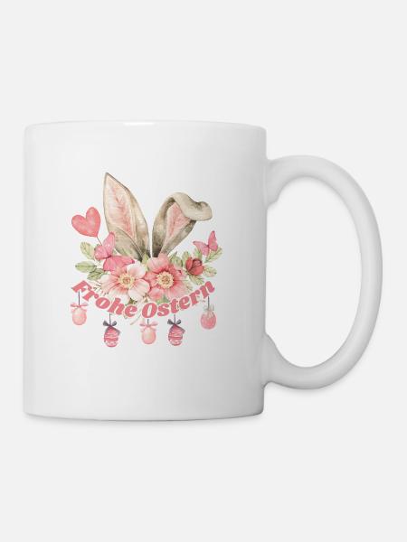 Frohe Ostern Hasenohren Mädchen - Tasse - Weiß