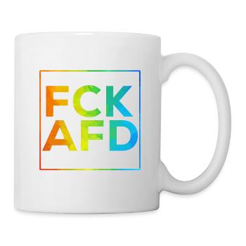 FCK AFD mit Rahmen Regenbogen - Tasse - Weiß - Rechts