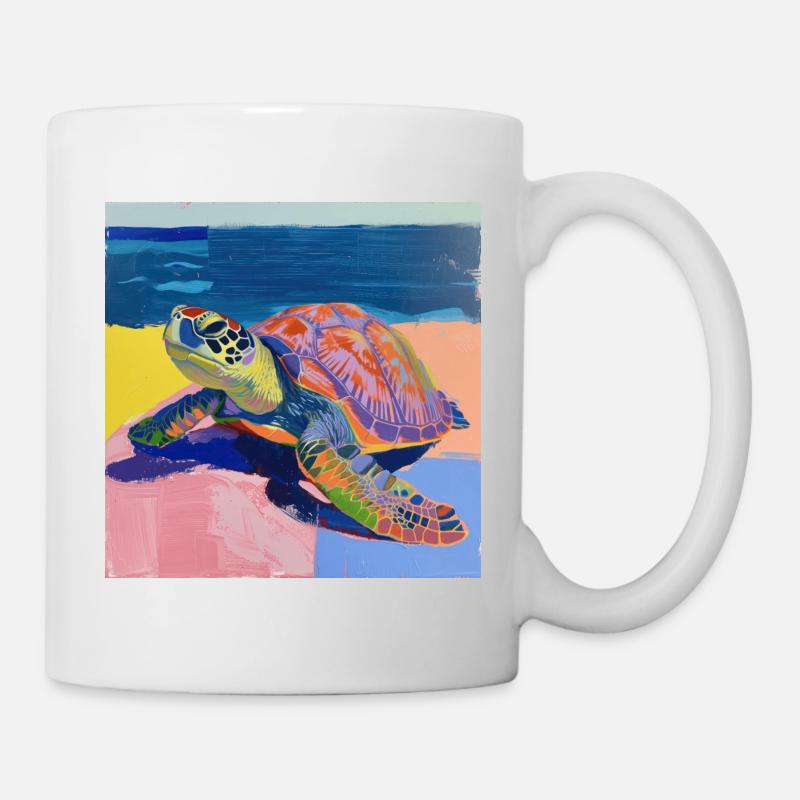 schildkröte, bunt, tier, geschenk, geschenkidee - Tasse - Weiß