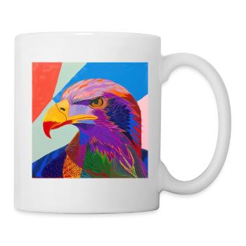 adler, vogel, bunt, tier, geschenk, geschenkidee - Tasse - Weiß - Rechts