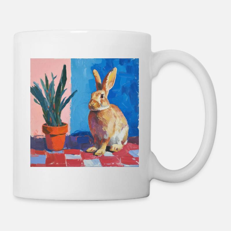 hase, kaninchen, bunt, tier, geschenk - Tasse - Weiß