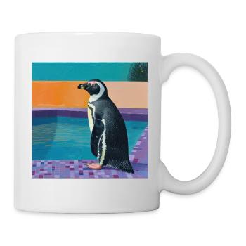 pinguin, bunt, tier, geschenk, geschenkidee - Tasse - Weiß - Rechts