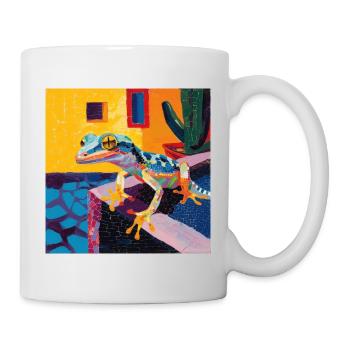gecko, echsen, bunt, tier, geschenk, geschenkidee - Tasse - Weiß - Rechts