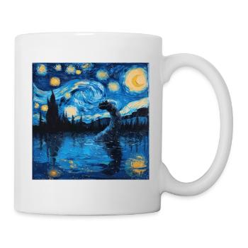 loch ness monster, nessie, van gogh, sternenacht - Tasse - Weiß - Rechts