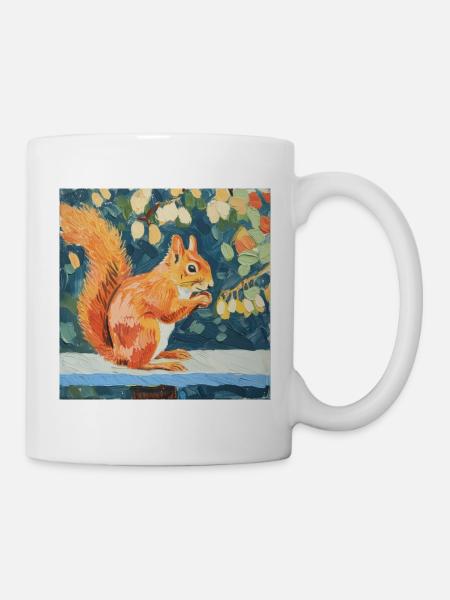 eichhörnchen, bunt, tier, geschenk, geschenkidee - Tasse - Weiß