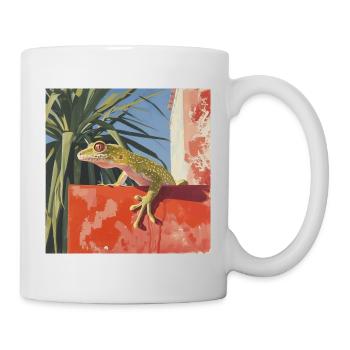 gecko, echse, bunt, tier, geschenk, geschenkidee - Tasse - Weiß - Rechts