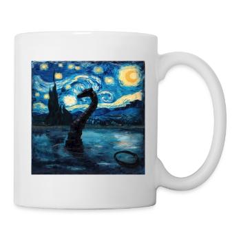 loch ness monster, nessie, van gogh, sternenacht - Tasse - Weiß - Rechts