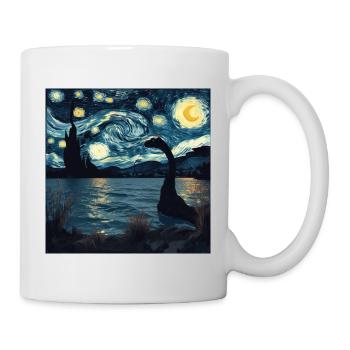 Loch Ness Monster, Nessie, Van Gogh, Starry Night - Mug - white - Right