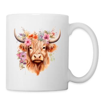 Hochlandkuh, Western, Landleben, Süden - Tasse - Weiß - Rechts