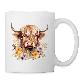 Nature’s Grace : Illustrations de vaches Highland pour tous - Mug blanc - blanc - Droite