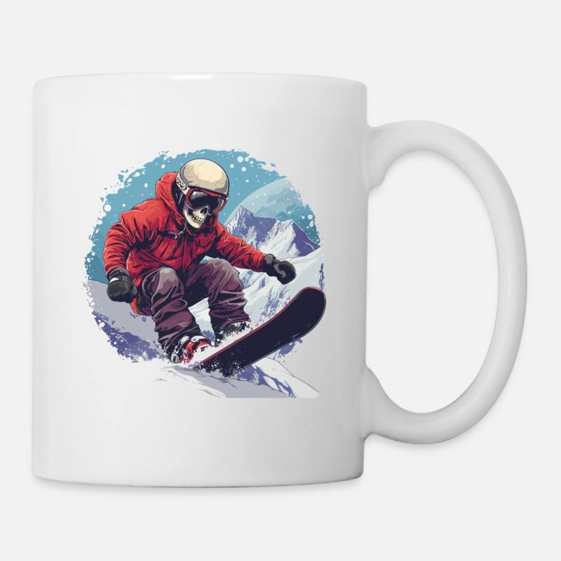 Skull Snowboarder Snowboard Après-Ski - Mug blanc - blanc