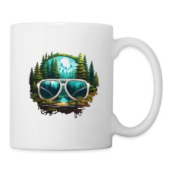 Sonnenbrille / Reflektion / Wald / Spiegelung - Tasse - Weiß - Rechts