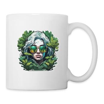 Frau / hübsch / Porträt / buntes Haar / Model - Tasse - Weiß - Rechts