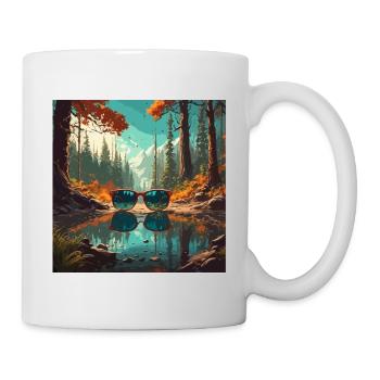 Sonnenbrille / Reflektion / Wald / Spiegelung - Tasse - Weiß - Rechts