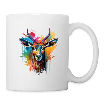 Buntes Impala Farbkleckse Farbspritzer - Tasse - Weiß - Rechts