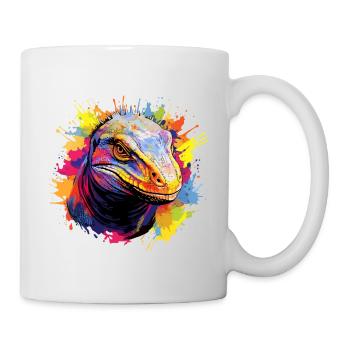 Bunter Komodowaran Farbkleckse Farbspritzer - Tasse - Weiß - Rechts