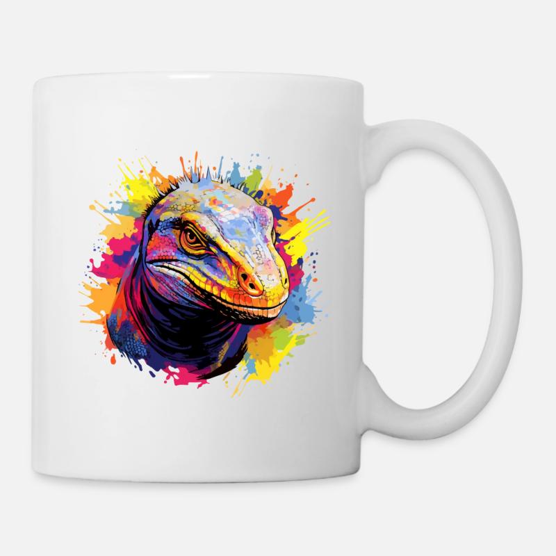 Bunter Komodowaran Farbkleckse Farbspritzer - Tasse - Weiß