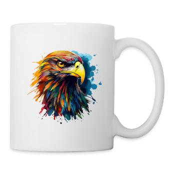Bunter Steinadler Farbkleckse Farbspritzer - Tasse - Weiß - Rechts
