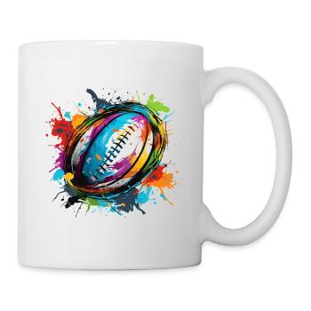 Colorful rugby ball paint splashes - Mug - white - Right