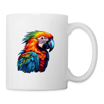 Bunter Papagei Farbkleckse - Tasse - Weiß - Rechts