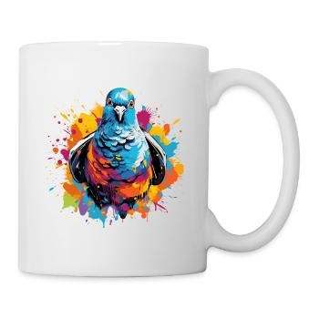 Colombe colorée, taches de peinture, éclaboussures de peinture - Mug blanc - blanc - Droite