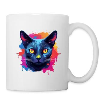 Chat bleu russe éclaboussures de peinture éclaboussures de peinture - Mug blanc - blanc - Droite
