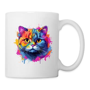 Chat Scottish Fold coloré, touches de couleur - Mug blanc - blanc - Droite
