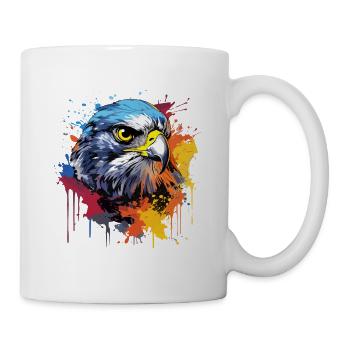 Bunter Wanderfalke Farbkleckse Farbspritzer - Tasse - Weiß - Rechts
