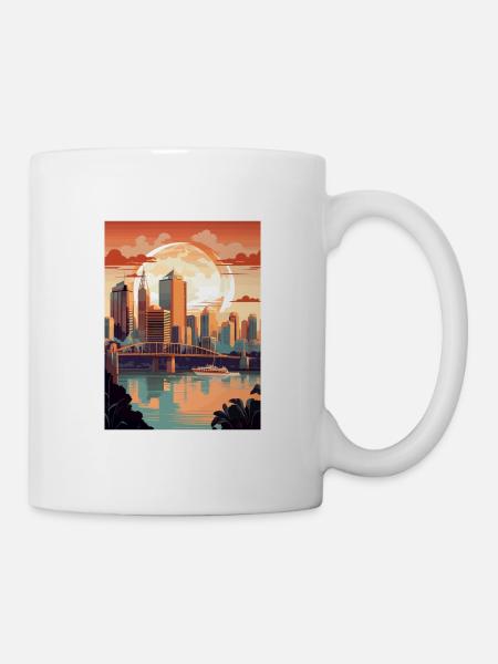 Brisbane Australie Vintage voyage affiche Souvenir - Mug blanc - blanc