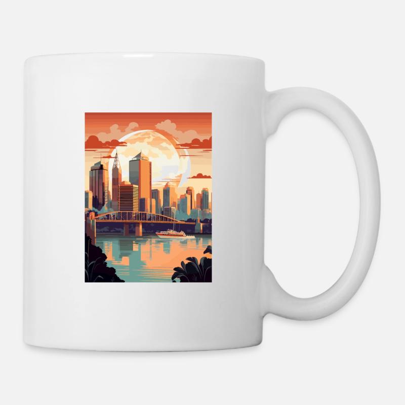 Brisbane Australie Vintage voyage affiche Souvenir - Mug blanc - blanc