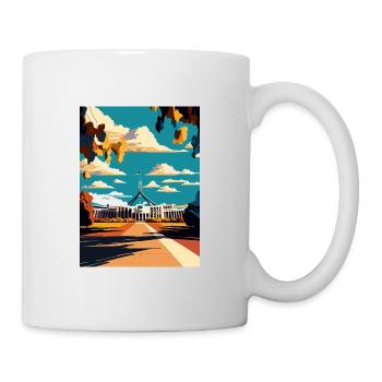 Canberra Australien Vintage Reiseposter Souvenir - Tasse - Weiß - Rechts
