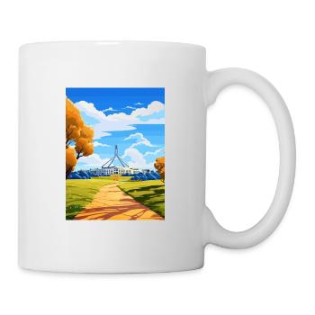 Canberra Australien Vintage Reiseposter Souvenir - Tasse - Weiß - Rechts