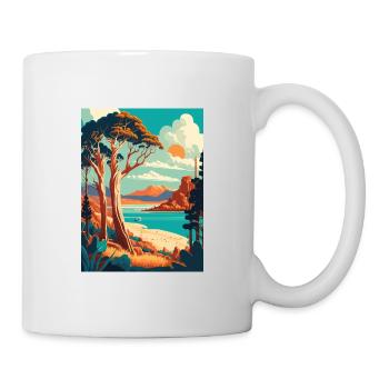 Tasmanien Australien Vintage Reiseposter Souvenir - Tasse - Weiß - Rechts