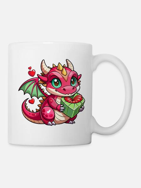 Farbenfroher Drache - Tasse - Weiß