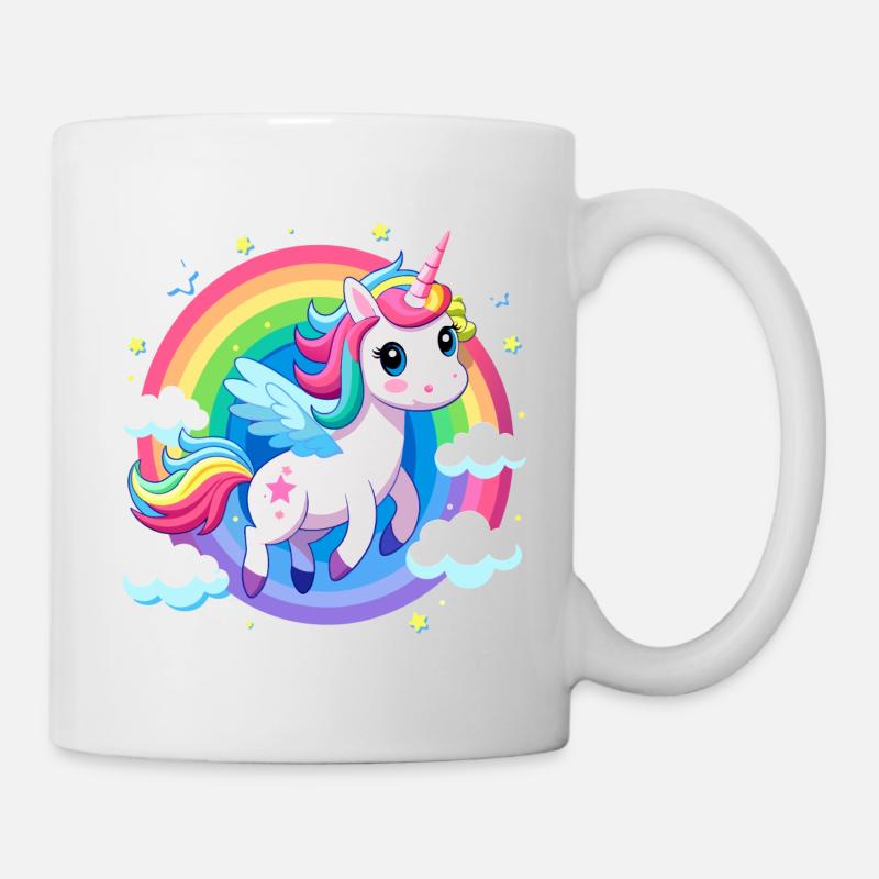 Süßes Regenbogen-Einhorn - Tasse - Weiß