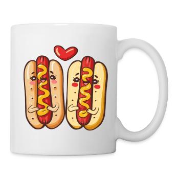 Hotdog Paar Liebe Herz Valentinstag - Tasse - Weiß - Rechts