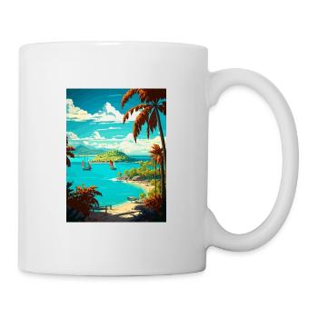 Dominican Republic Caribbean Vintage Travel Poster - Mug - white - Right