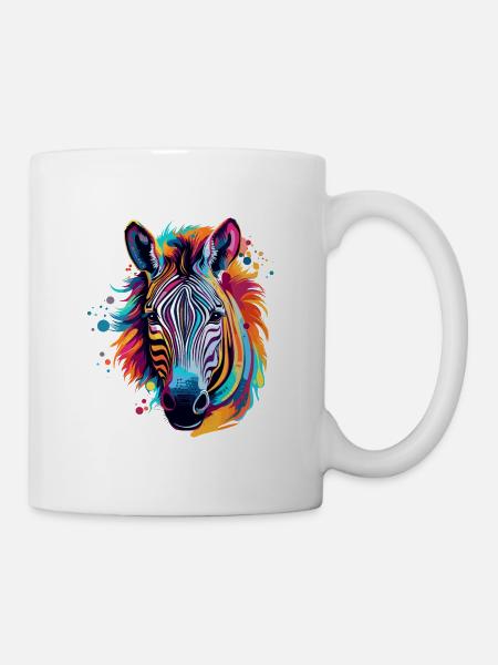 Buntes Zebra Farbkleckse Farbspritzer - Tasse - Weiß