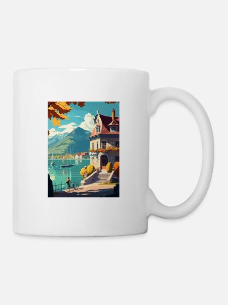 Annecy Décoration Vintage Voyage Poster Souvenir - Mug blanc - blanc