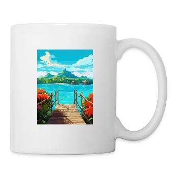Bora Französisch-Polynesien Vintage Reiseposter WPA - Tasse - Weiß - Rechts