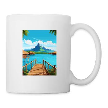 Bora Französisch-Polynesien Vintage Reiseposter WPA - Tasse - Weiß - Rechts