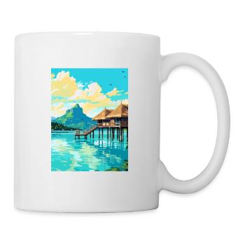 Bora Polynésie Française Vintage Voyage Poster WPA - Mug blanc - blanc - Droite