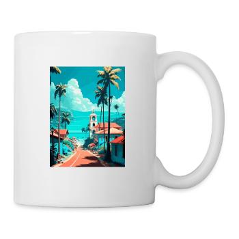 Las Terrenas Caraïbes Vintage voyage affiche WPA - Mug blanc - blanc - Droite