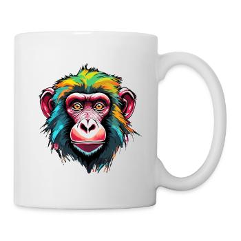 Affe / Tier / Zoo / Babian / Wild / Comic - Tasse - Weiß - Rechts