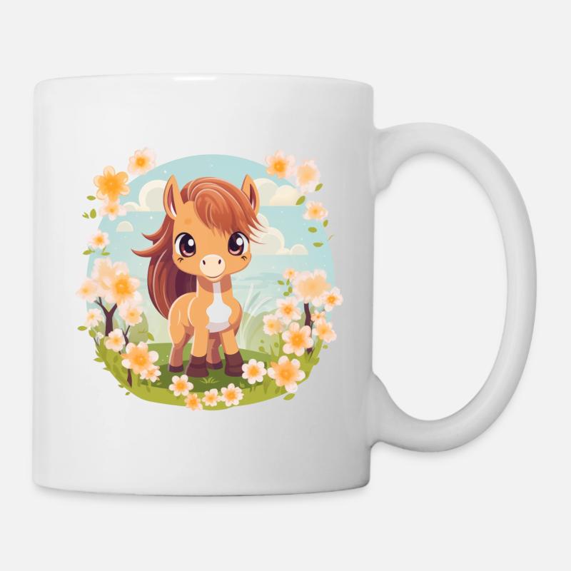 Super mignon poney kawaii Style printemps - Mug blanc - blanc